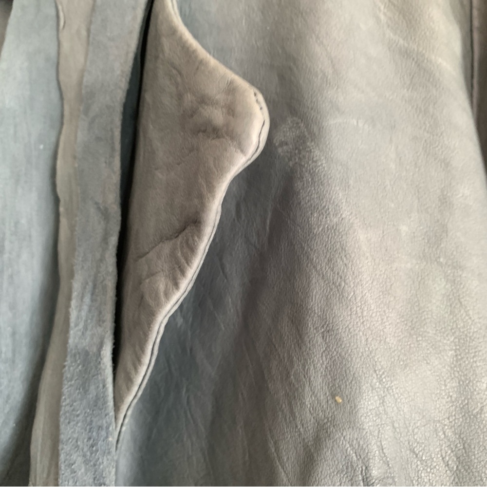 Bcbgmaxazria Women's Natural Leather Jacket Light Blue Gray (S/XS) - Picture 9 of 11